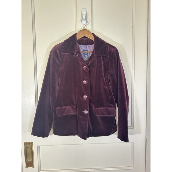 Gap Velvet Button Jacket Blazer Womens Size Small Purple Classic City Fun - Picture 1 of 8
